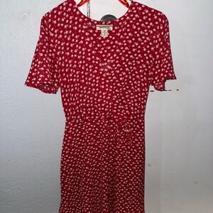 Monteau Red and White Floral Midi Dress